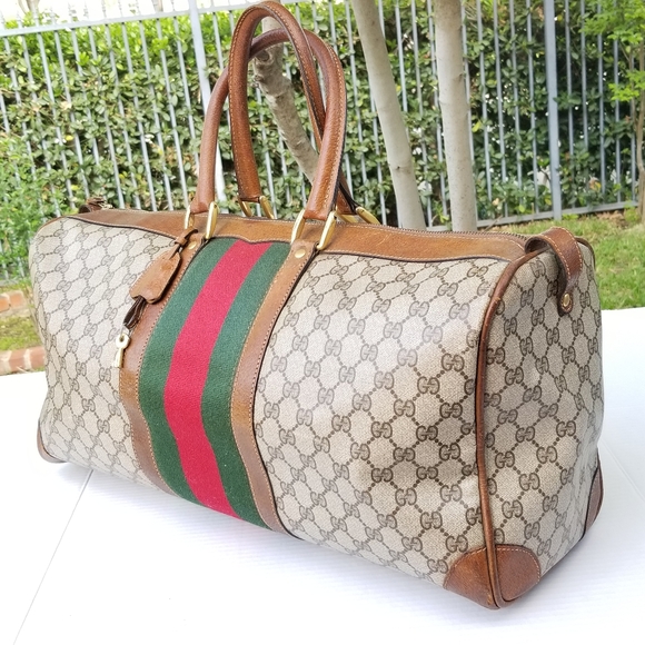 Vintage Gucci large Boston Carryall satchel weekender mini travel bag - Picture 2 of 16